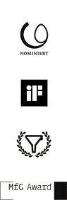Logos of Design Awards (Design Award of the Federal Republic of Germany, iF Award, Eulda, MfG Award) Logos of Design Awards (Designpreis der BRD, iF Award, Eulda, MfG Award)